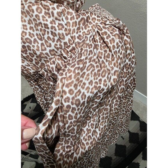 J.Crew Leopard Print Puff Sleeve Smocked Dress Size 12 - Picture 12 of 14